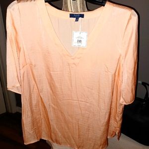 Kaari Blue, light pink 💕 satin, blouse, NWT, size L